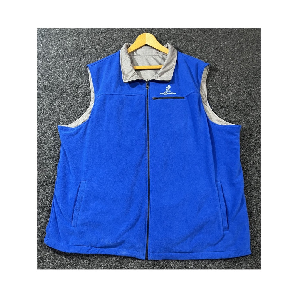 Walt Disney World Mickey Mouse Blue Fleece Full Zip Vest Mens XXXL‎ Plus Size